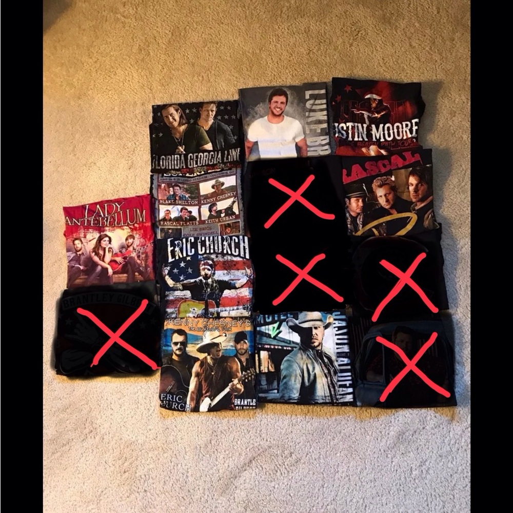 Country Music Band Concert T Shirts Lot Bundle of 9